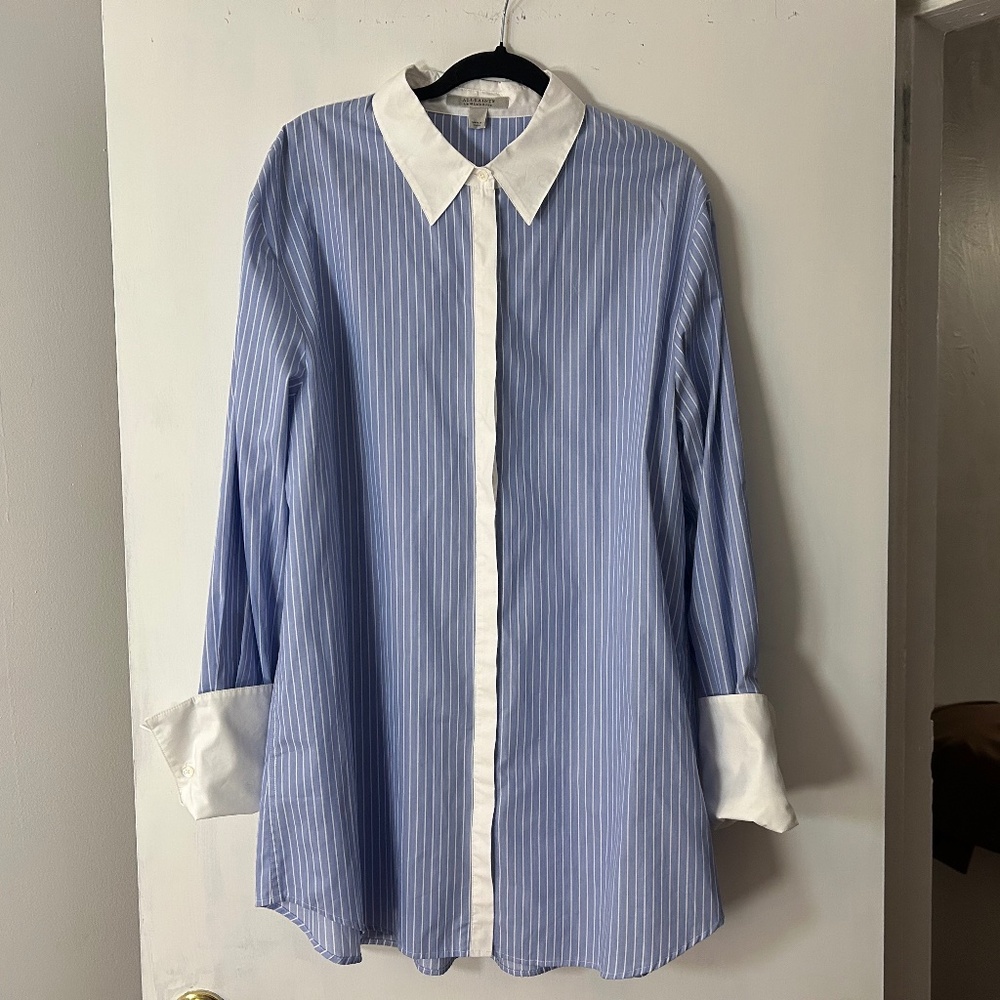 All Saint Alber Stripe Dress Size 10/14 Large NWT